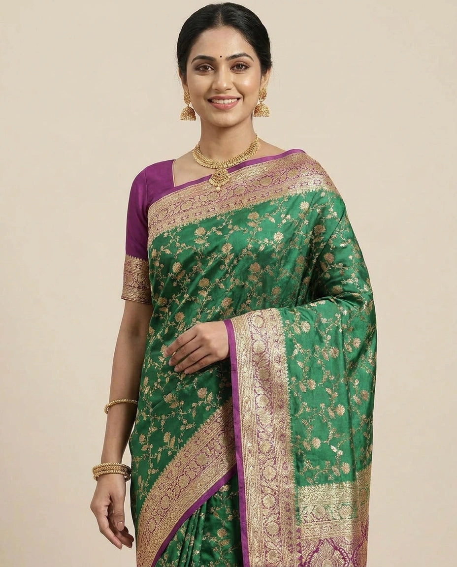 Banaras Wedding Saree with Woven Border - Rangoli India