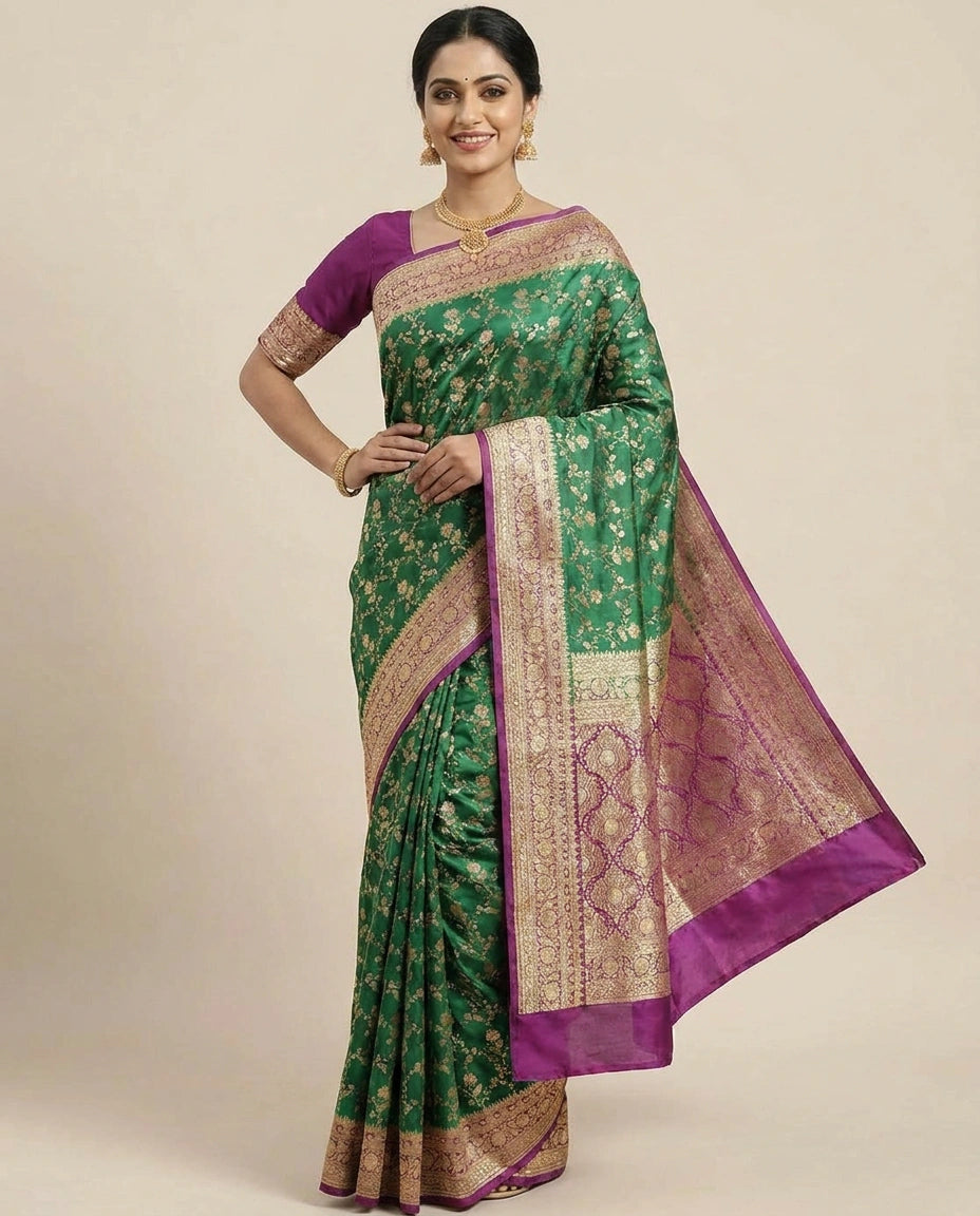 Banaras Wedding Saree with Woven Border - Rangoli India