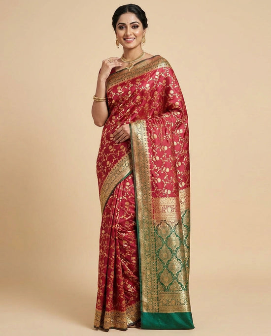 Banaras Wedding Saree with Woven Border - Rangoli India