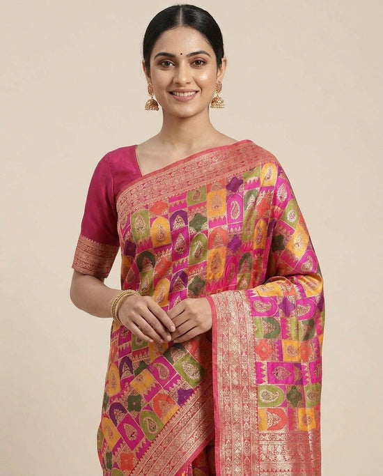 Banarasi Saree in Silk Katan with Woven Pallu - Rangoli India