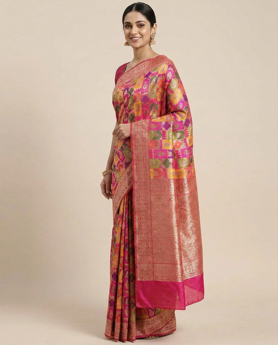 Banarasi Saree in Silk Katan with Woven Pallu - Rangoli India