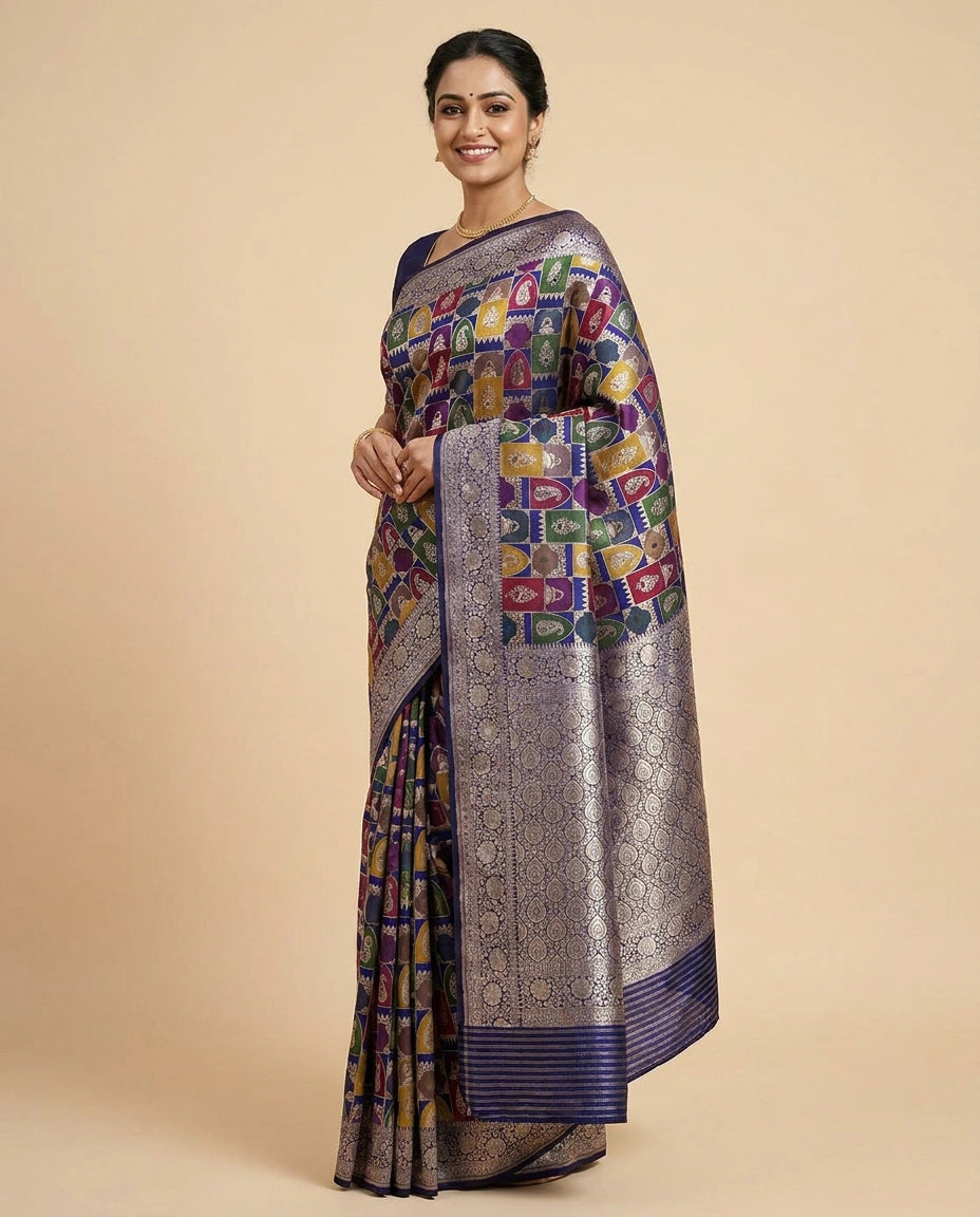 Banarasi Saree in Silk Katan with Woven Pallu — photo 3 of 12