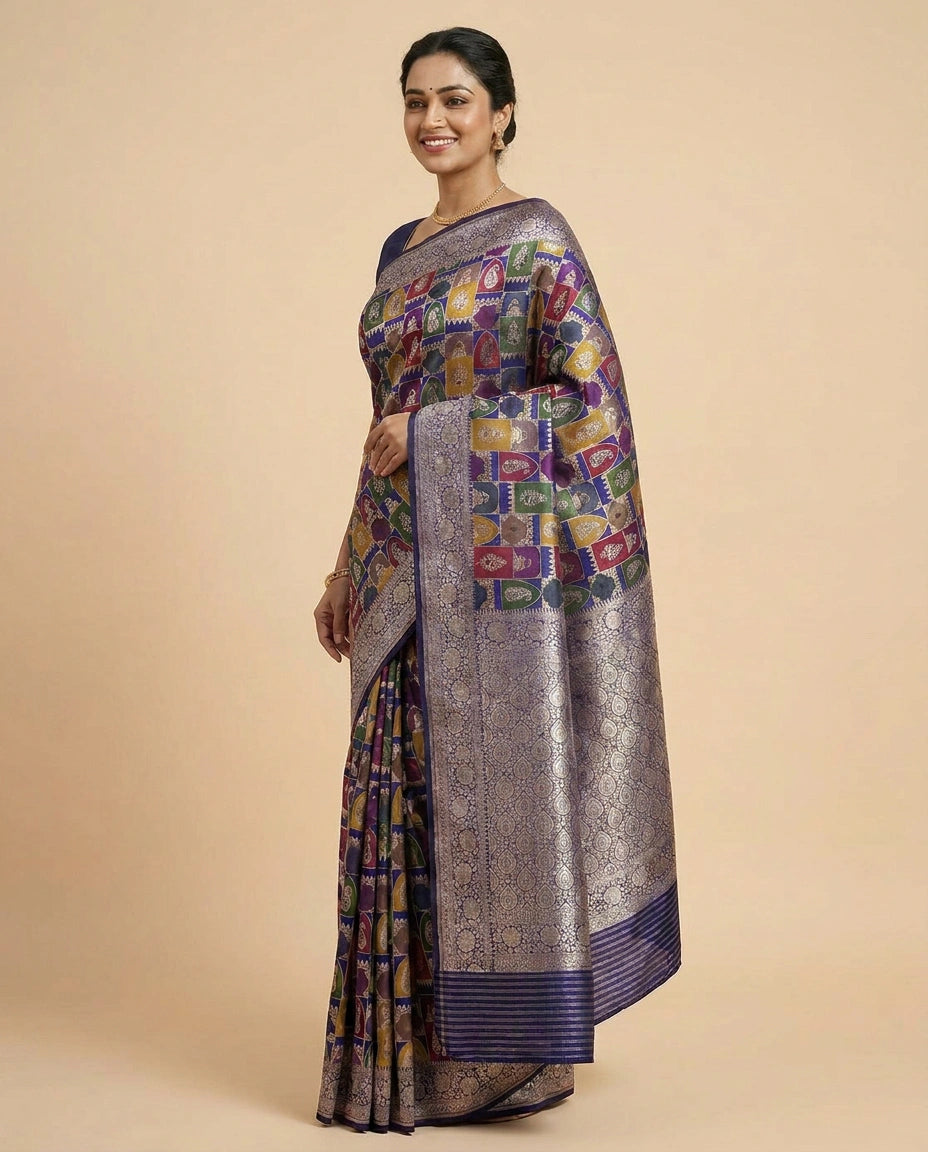 Banarasi Saree in Silk Katan with Woven Pallu — photo 2 of 12