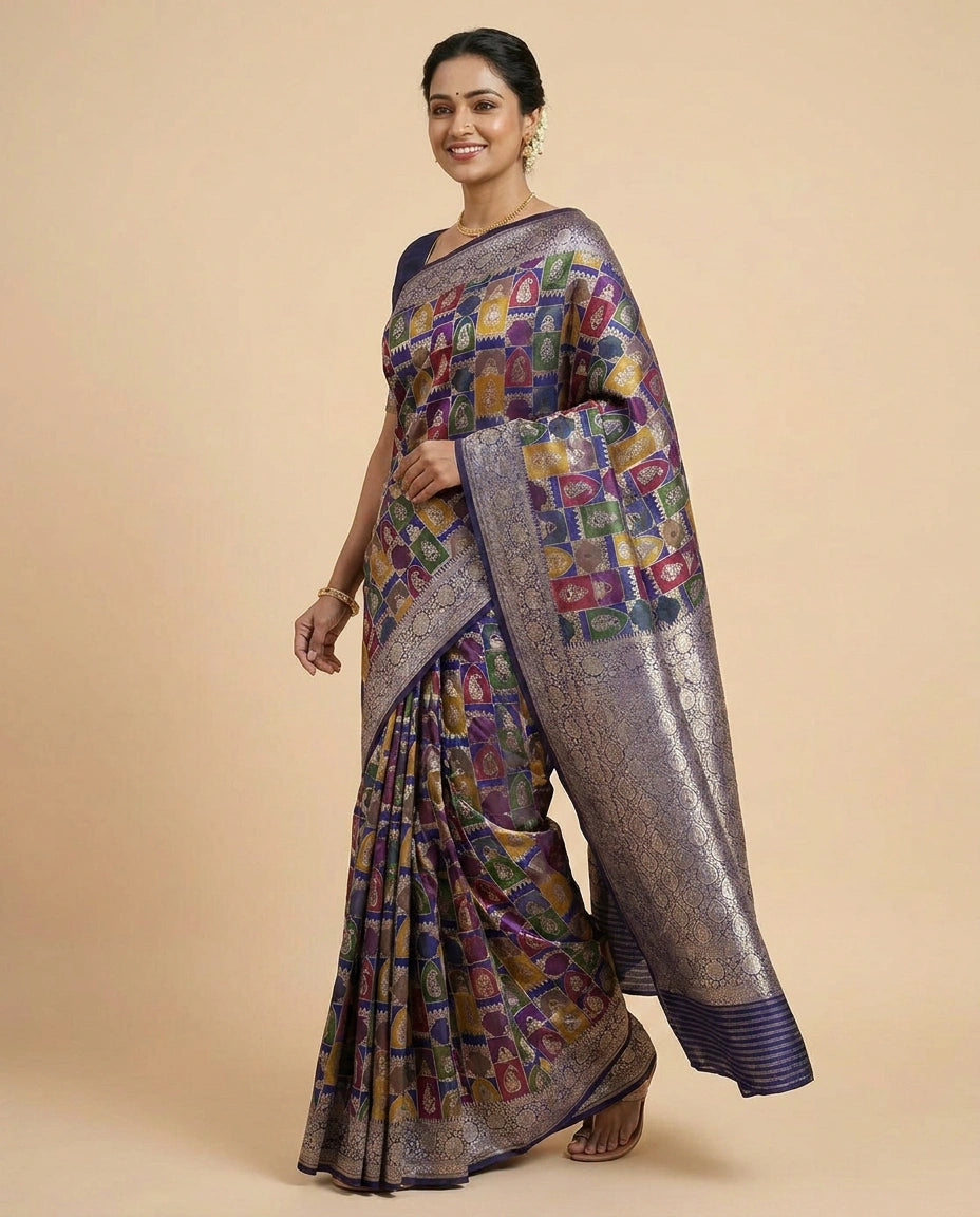 Banarasi Saree in Silk Katan with Woven Pallu — photo 4 of 12