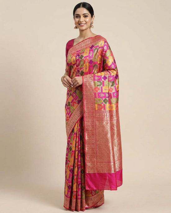 Banarasi Saree in Silk Katan with Woven Pallu - Rangoli India