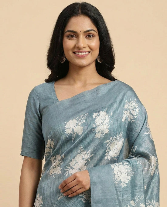 Tussar Linen Printed Saree for Women - Daily Wear
