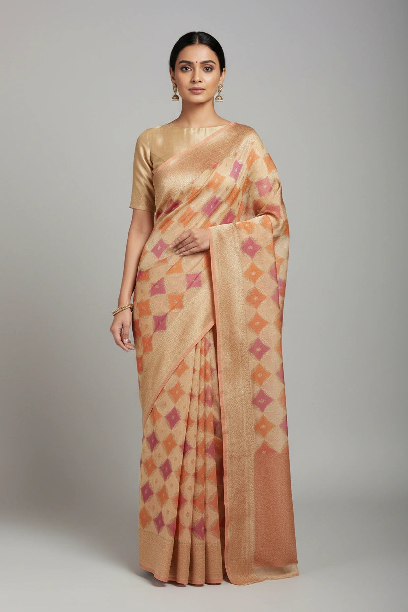 Banarasi Crepe Silk Saree with Intricate Zari Work