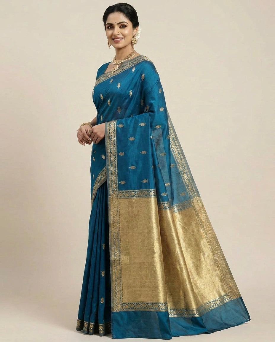 Dola Silk Banarasi Saree with Woven Zari Border - Rangoli India
