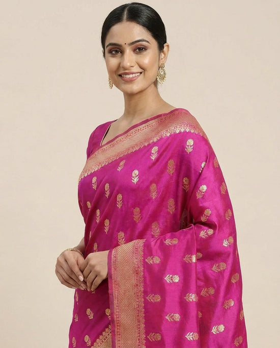 Dola Silk Banarasi Saree with Woven Motif - Rangoli India