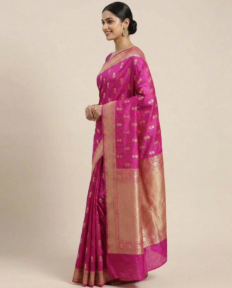 Dola Silk Banarasi Saree with Woven Motif - Rangoli India