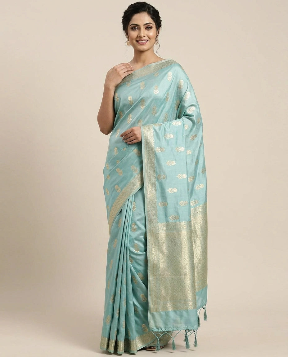 Dola Silk Banarasi Saree with Woven Motif - Rangoli India