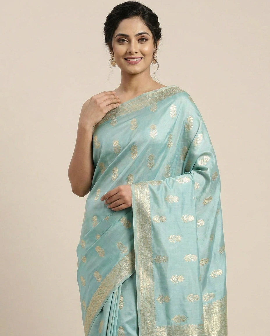Dola Silk Banarasi Saree with Woven Motif - Rangoli India