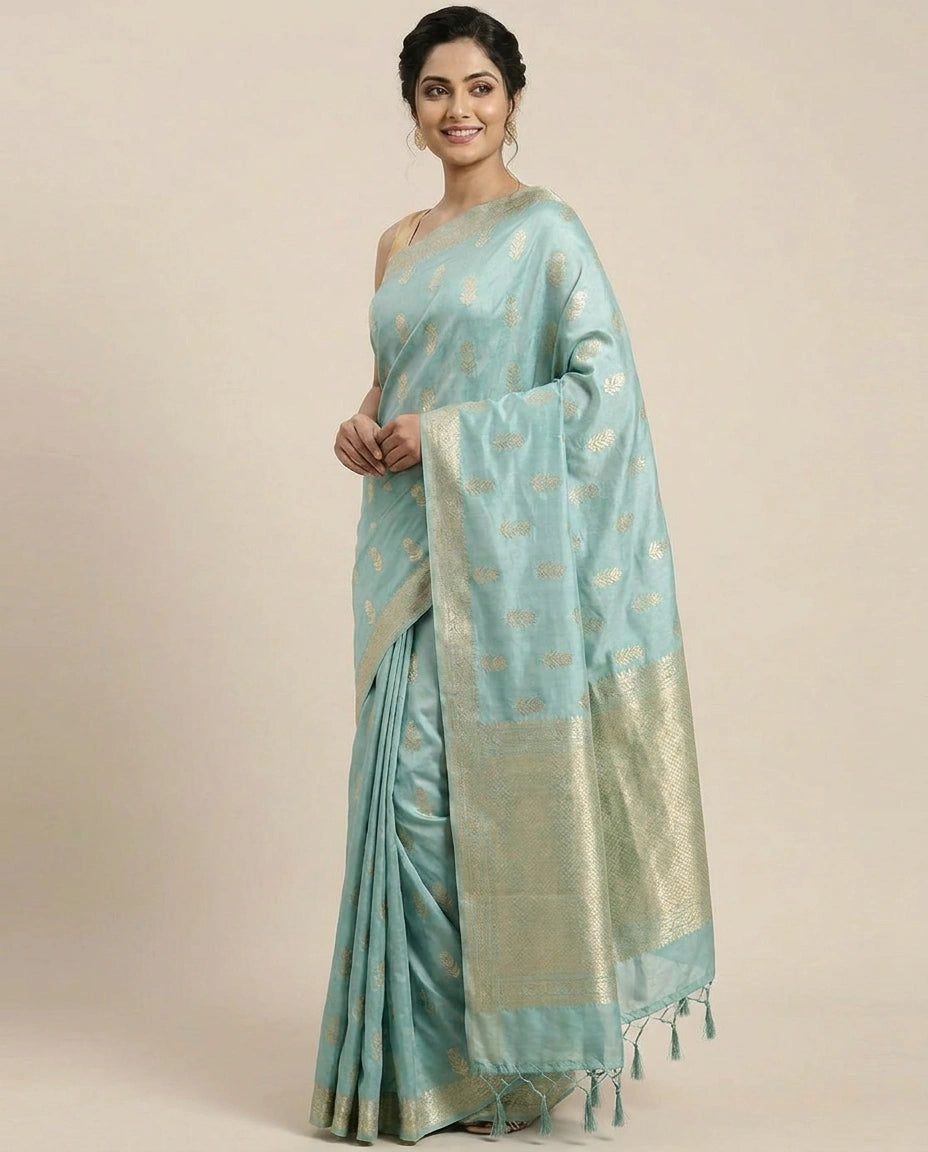 Dola Silk Banarasi Saree with Woven Motif - Rangoli India