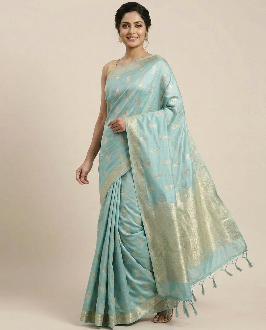 Dola Silk Banarasi Saree with Woven Motif - Rangoli India