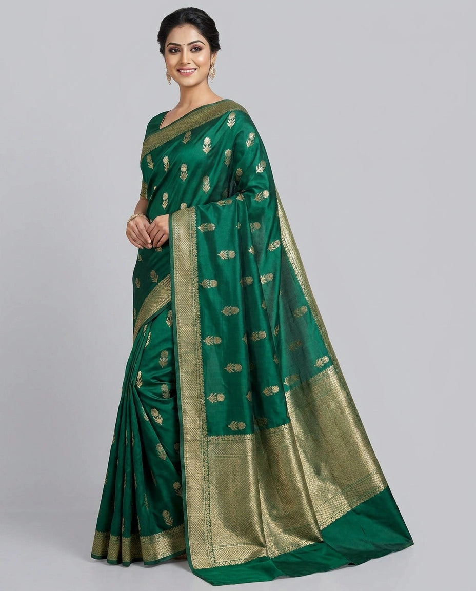 Dola Silk Banarasi Saree with Woven Motif - Rangoli India
