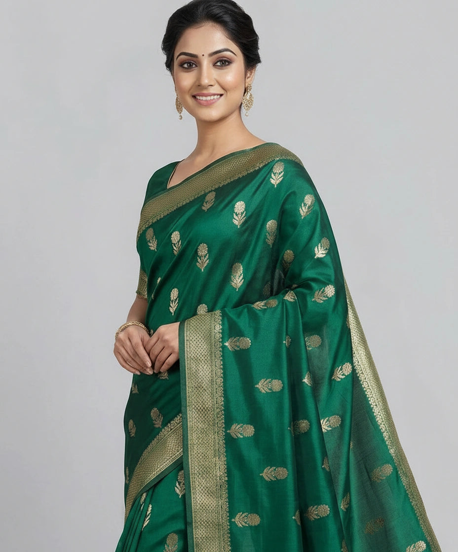 Dola Silk Banarasi Saree with Woven Motif - Rangoli India
