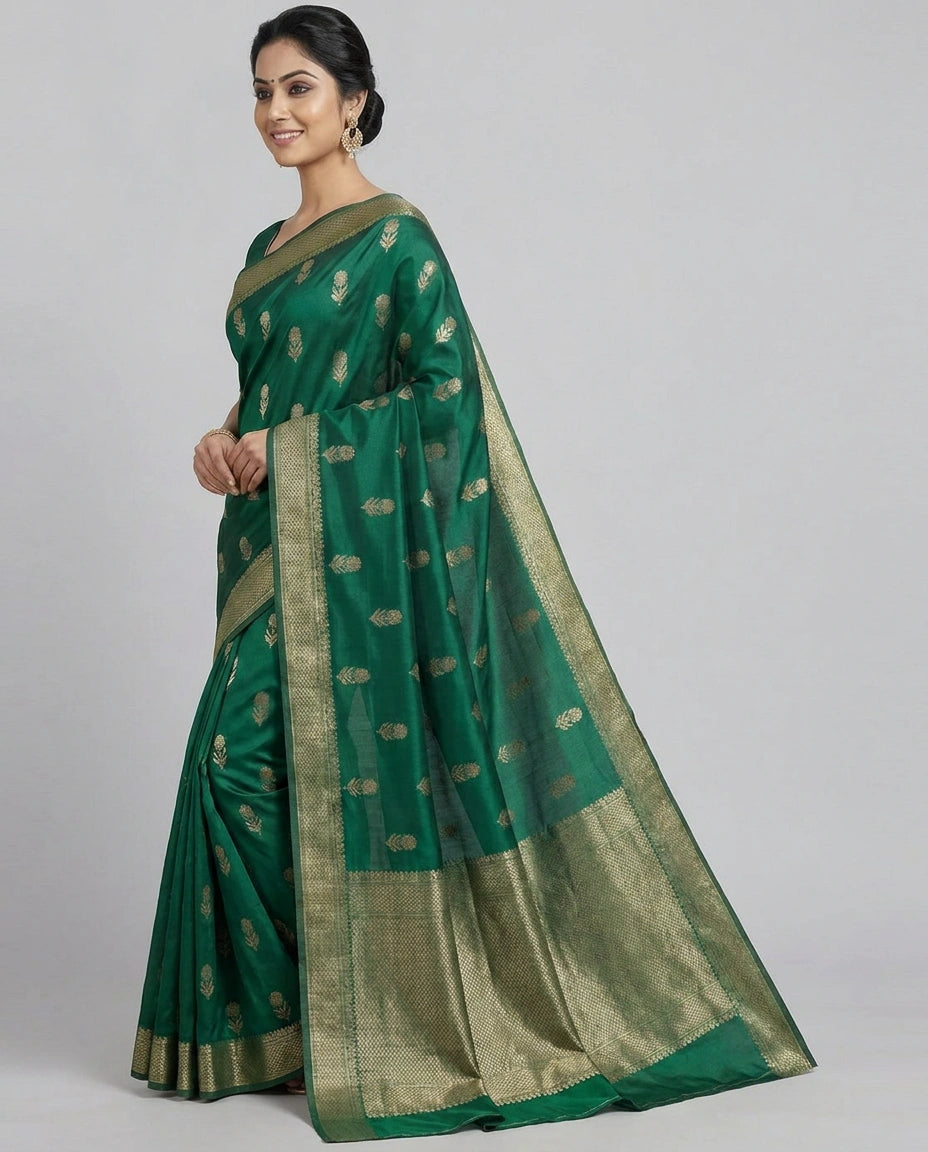 Dola Silk Banarasi Saree with Woven Motif - Rangoli India