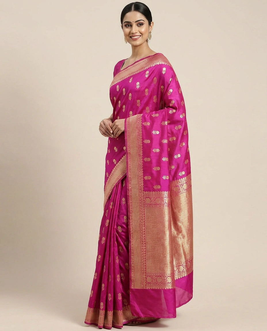 Dola Silk Banarasi Saree with Woven Motif - Rangoli India