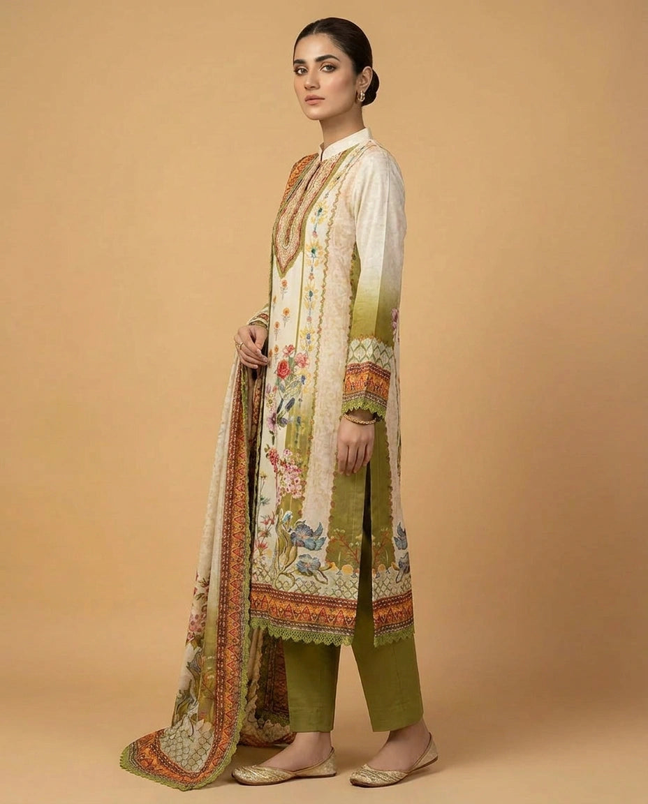 Chinon A-Line Salwar Suit with Matching Dupatta for Women view 2