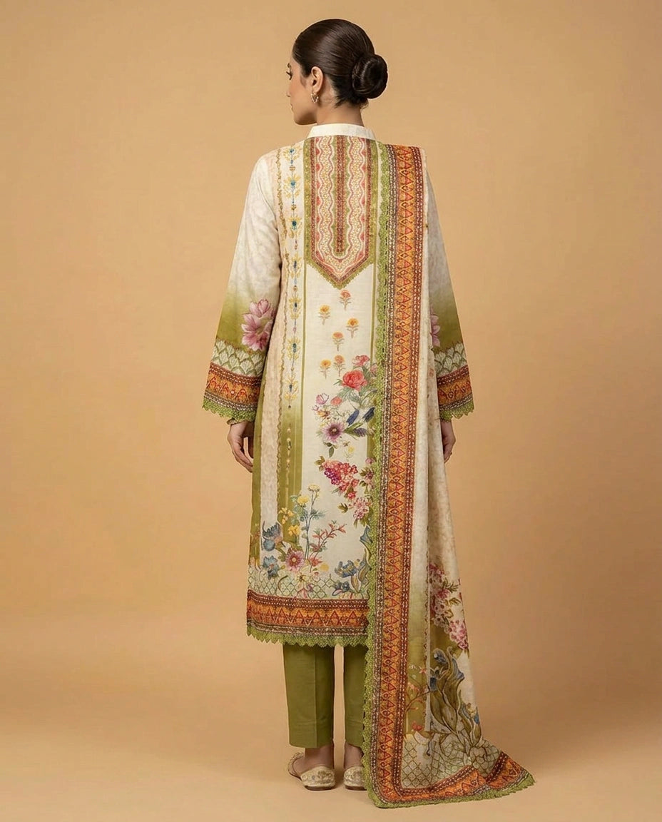 Chinon A-Line Salwar Suit with Matching Dupatta for Women view 3
