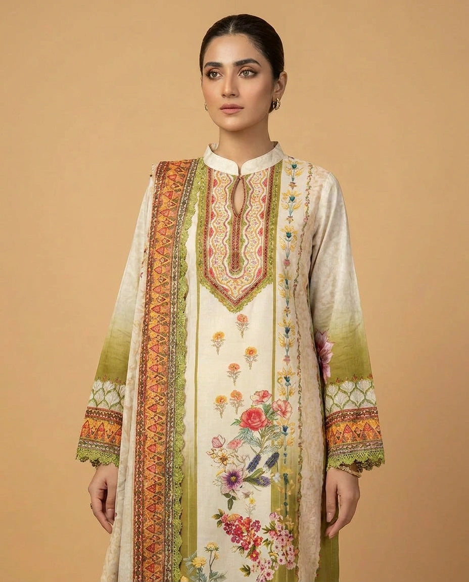 Chinon A-Line Salwar Suit with Matching Dupatta for Women view 4