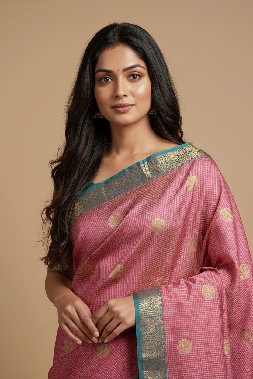 Cotton Banarasi Saree with Soft Tant Weave for Daily Comfort