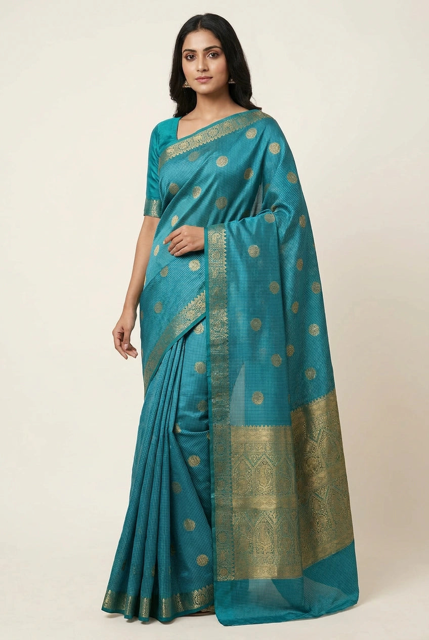 Cotton Banarasi Saree with Soft Tant Weave for Daily Comfort
