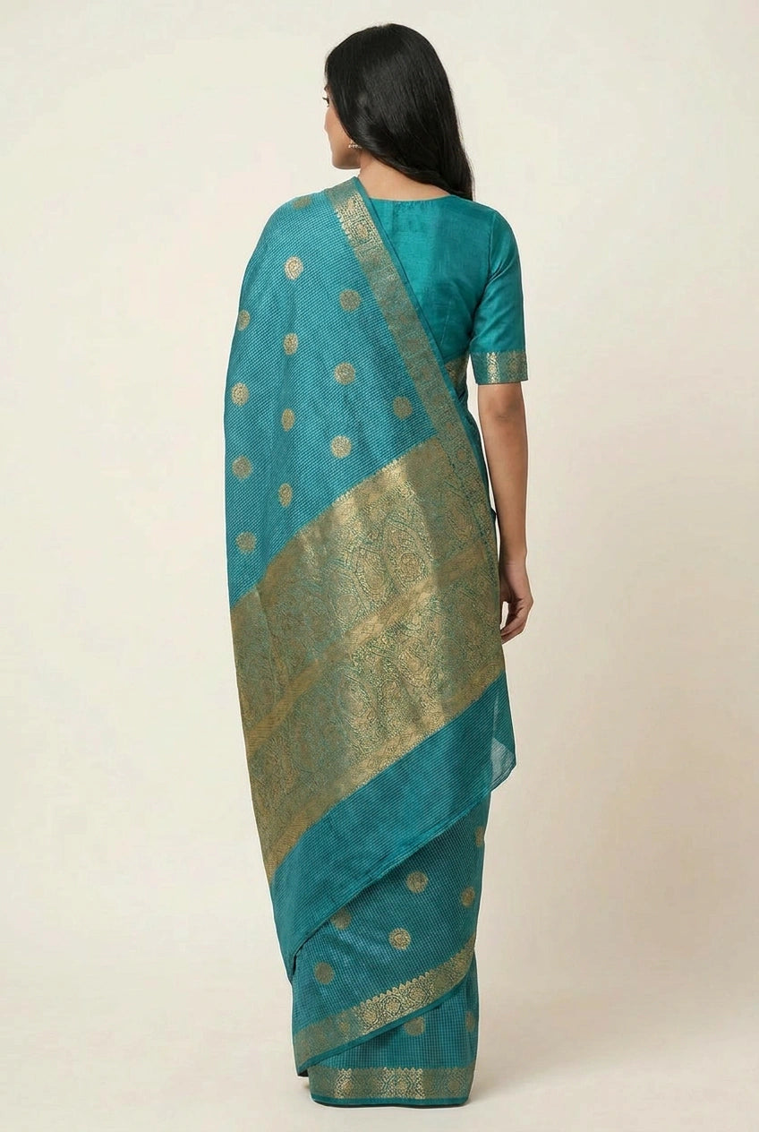 Cotton Banarasi Saree with Soft Tant Weave for Daily Comfort