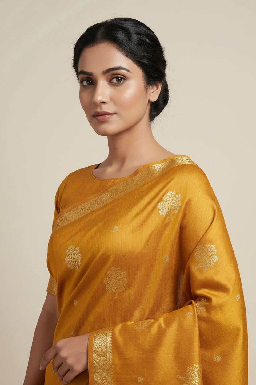Dola Silk Assam Saree with Assam Floral for Bihu Festival