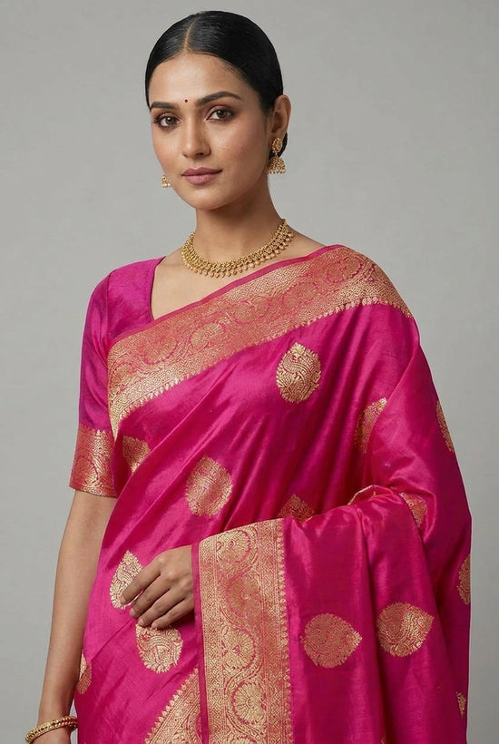 Green Dola Silk Assam Saree with Muga Detail - Rangoli India