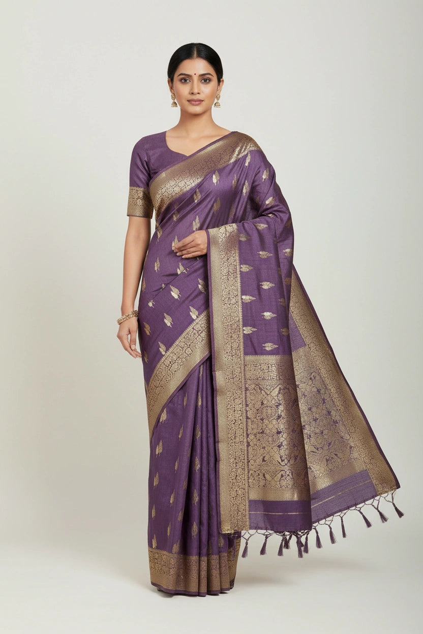 Assam Silk Saree with Lustrous Traditional Two-Tone Drape | Rangoli