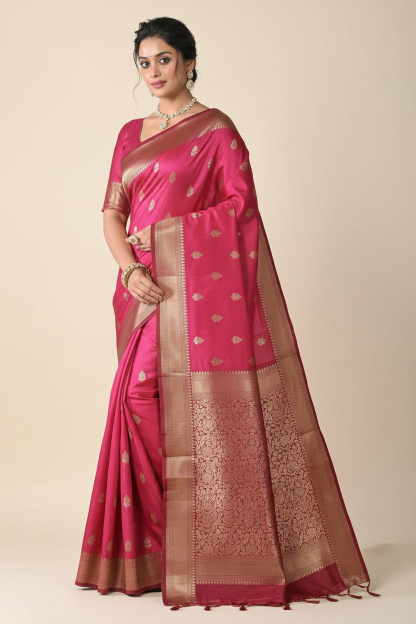 Handcrafted Dola Silk Assamese Silk Saree - Wine | Rangoli