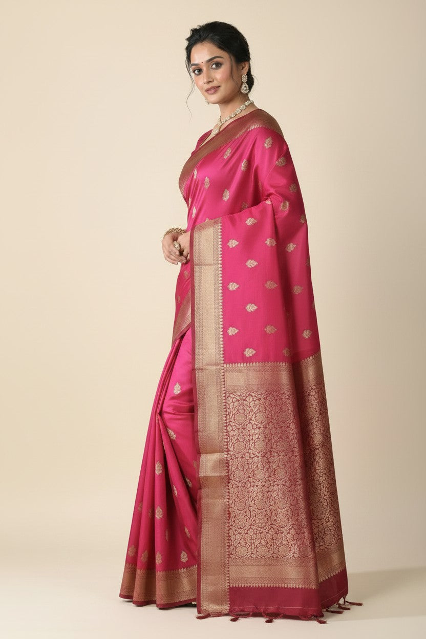 Handcrafted Dola Silk Assamese Silk Saree - Baby Pink | Rangoli