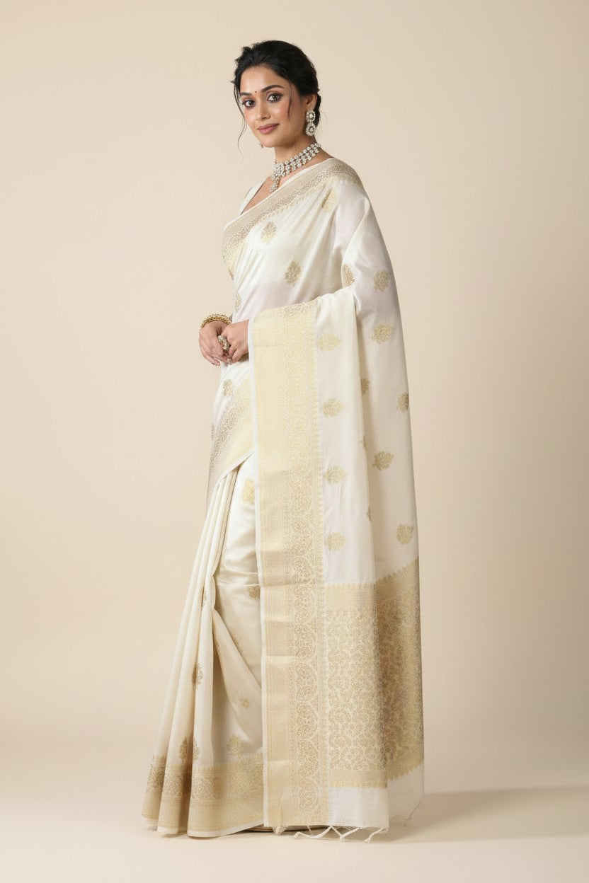 Handcrafted Dola Silk Assamese Silk Saree - Sky Blue | Rangoli