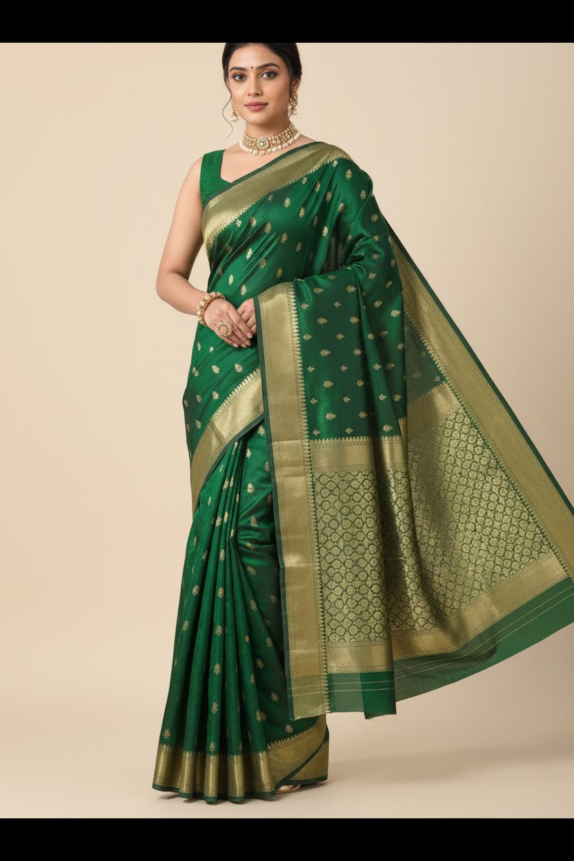 Handcrafted Dola Silk Assamese Silk Saree - Sea Green | Rangoli