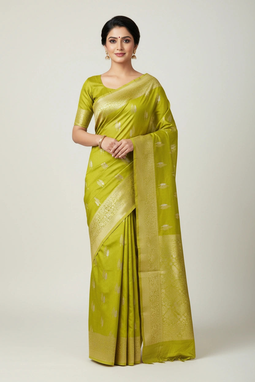 Handcrafted Dola Silk South Indian Woven Silk Saree - Navy Blue | Rangoli