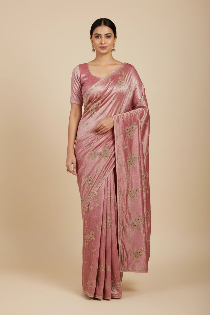 Handcrafted Tissue Embroidery Saree - Rangoli Sarees