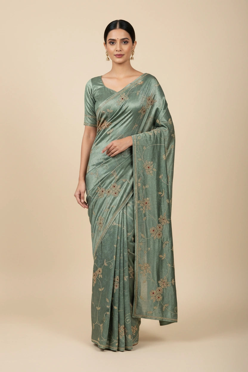 Handcrafted Tissue Embroidery Saree - Rangoli Sarees