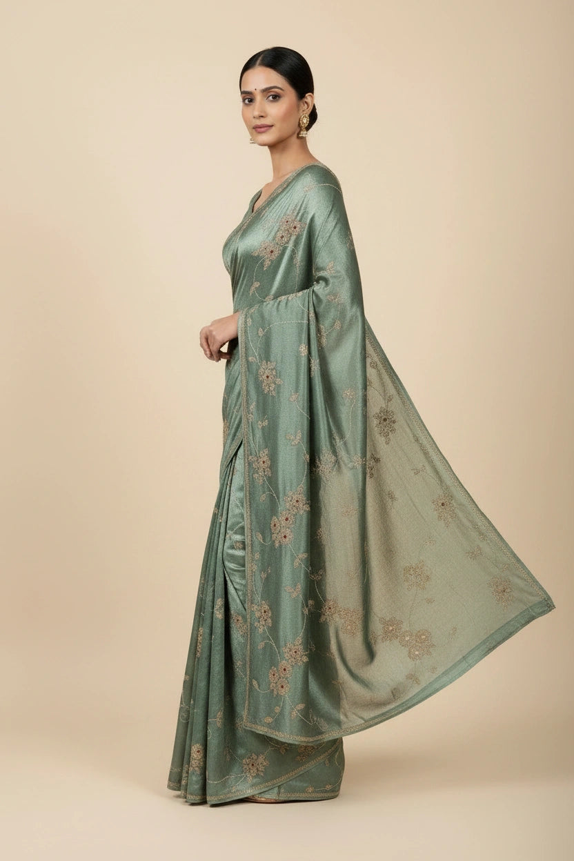 Handcrafted Tissue Embroidery Saree - Rangoli Sarees
