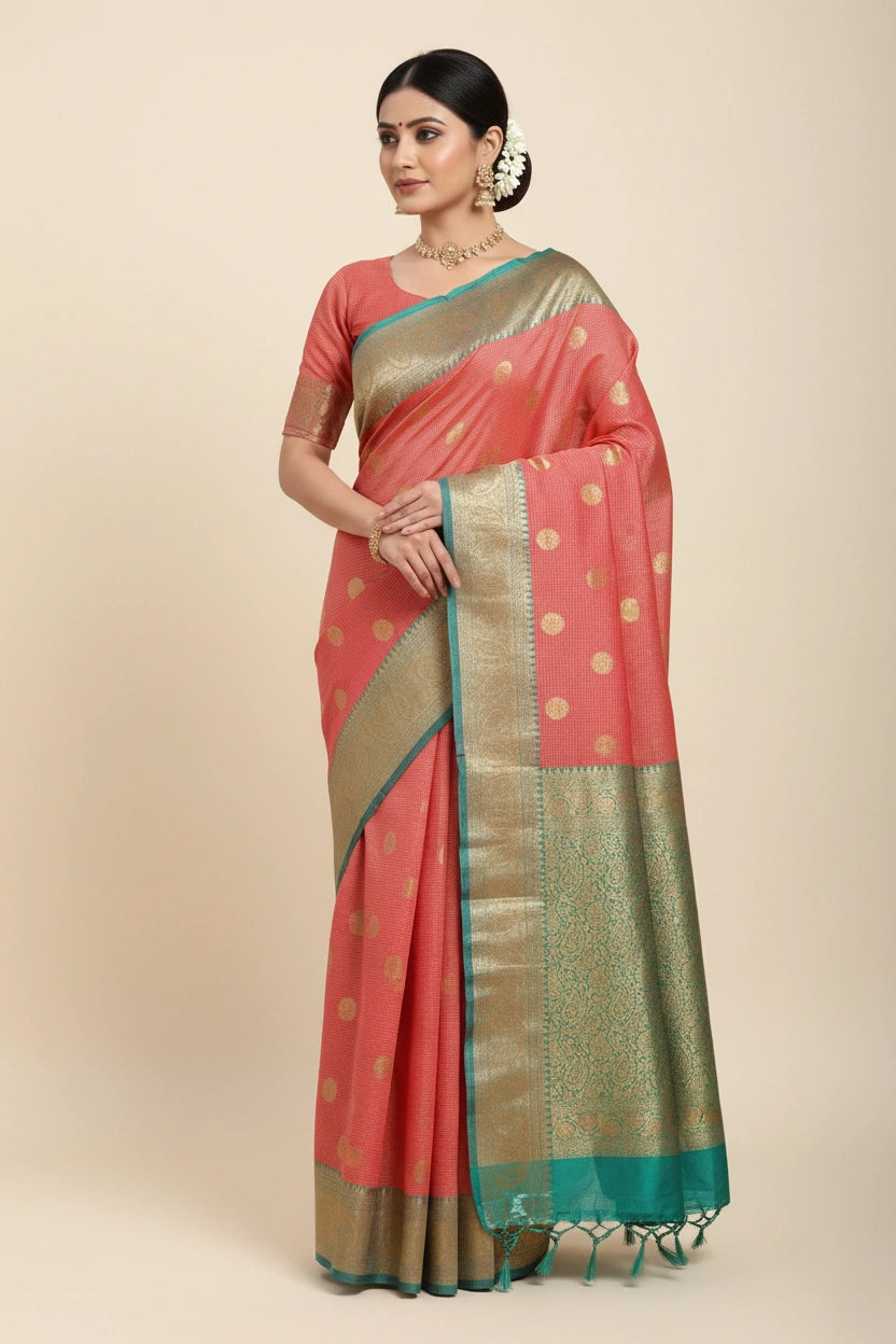 Heritage Zari Cotton Banarasi Saree - Rangoli Sarees