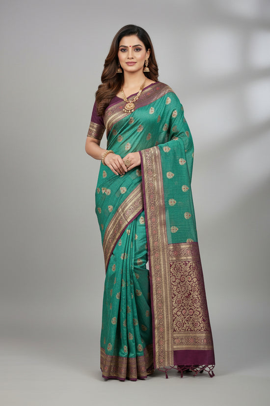 Gajari Multi-Colour Heritage Zari Cotton Banarasi Saree - Rangoli India