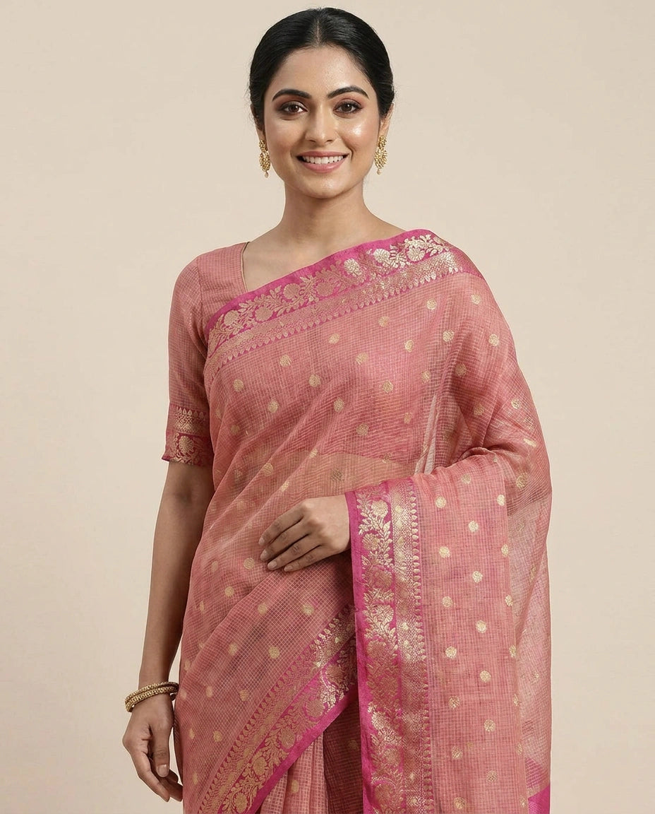 Kota Banarasi Saree with Contrasting Border - Rangoli India
