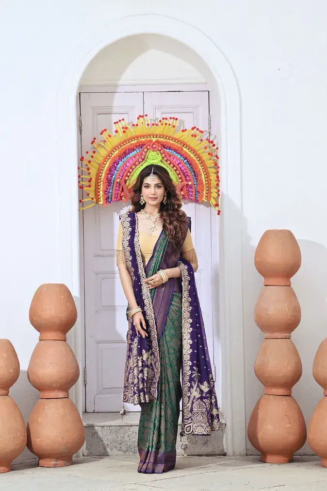 Crepe Khaddi Banarasi Saree with Woven Design - Rangoli India