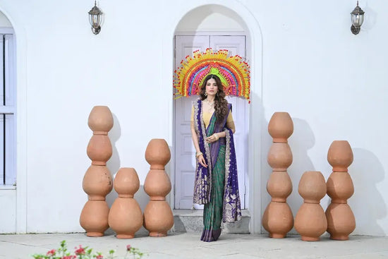 Crepe Khaddi Banarasi Saree with Woven Design - Rangoli India