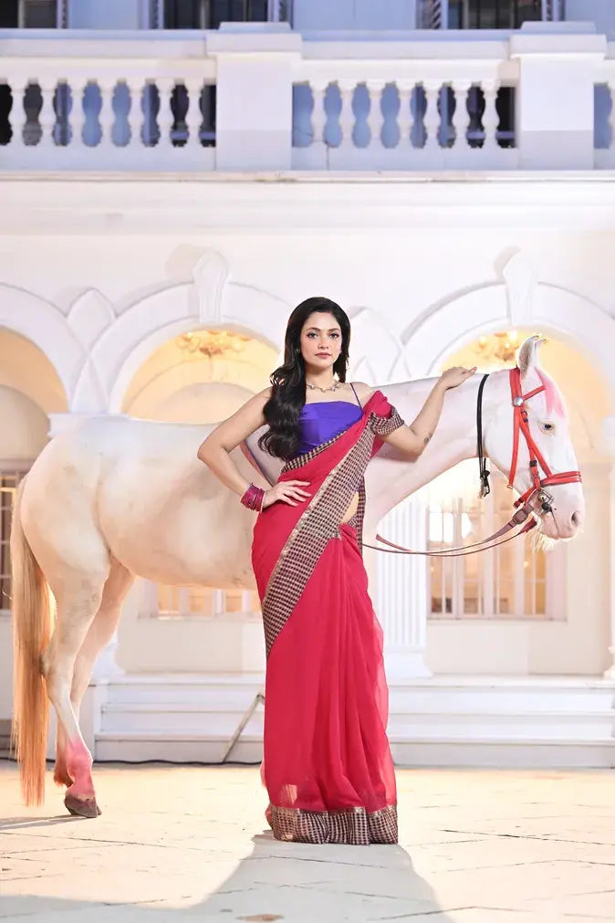 Chiffon Banarasi Saree with Woven Pallu - Rangoli India