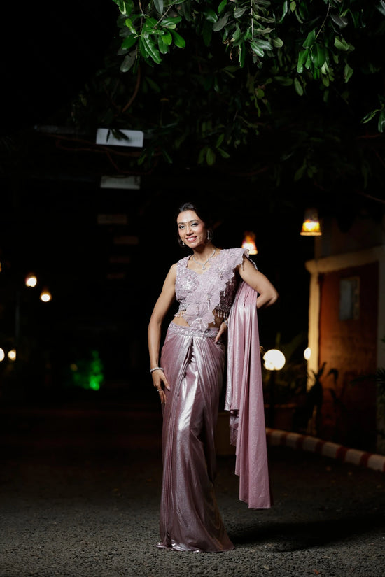Sky Blue Indo Western Drape Saree