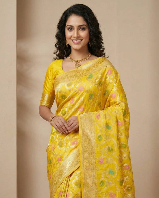 Cotton Linen Banarasi Saree for Women - Daily Wear
