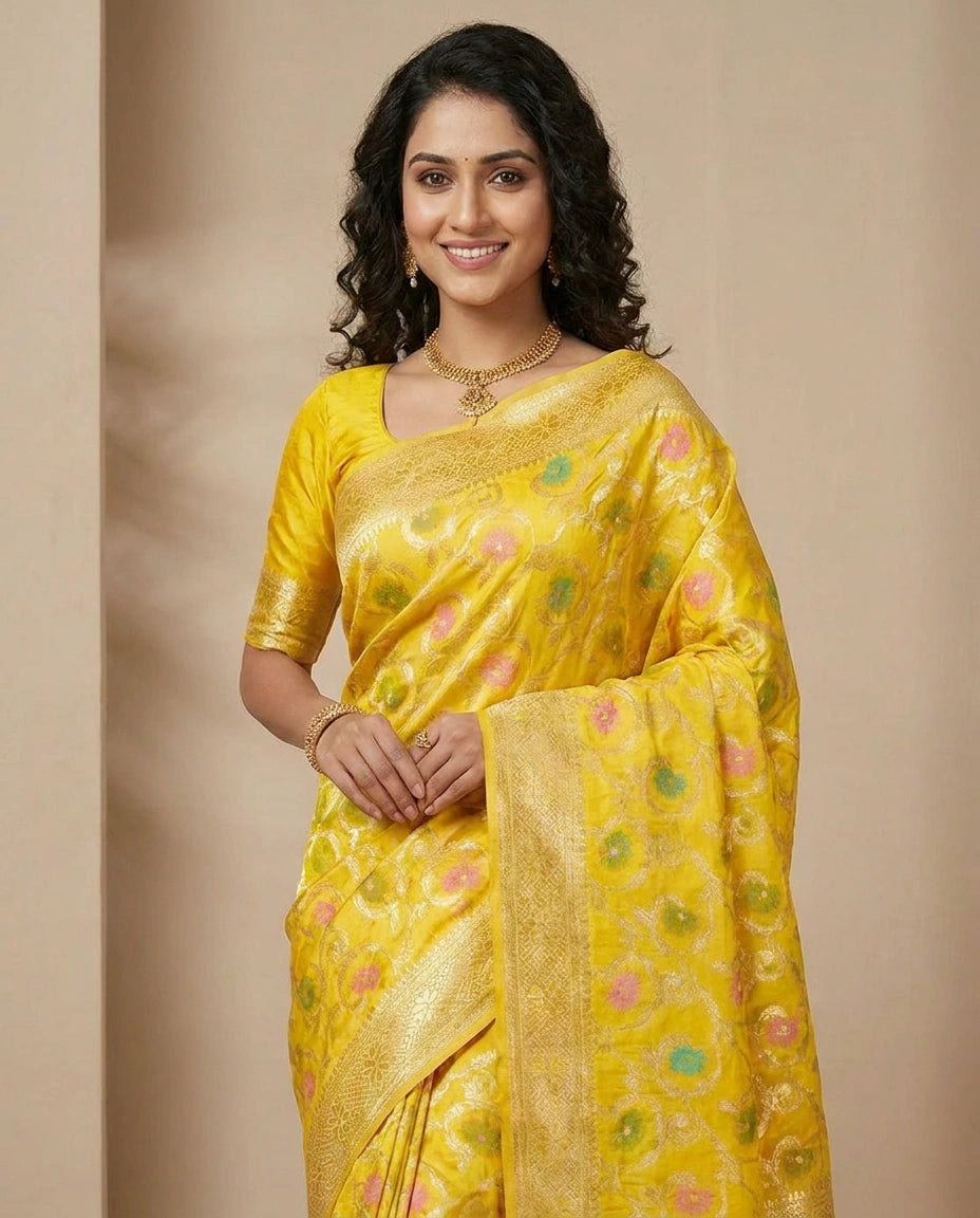 Cotton Linen Banarasi Saree for Women - Daily Wear