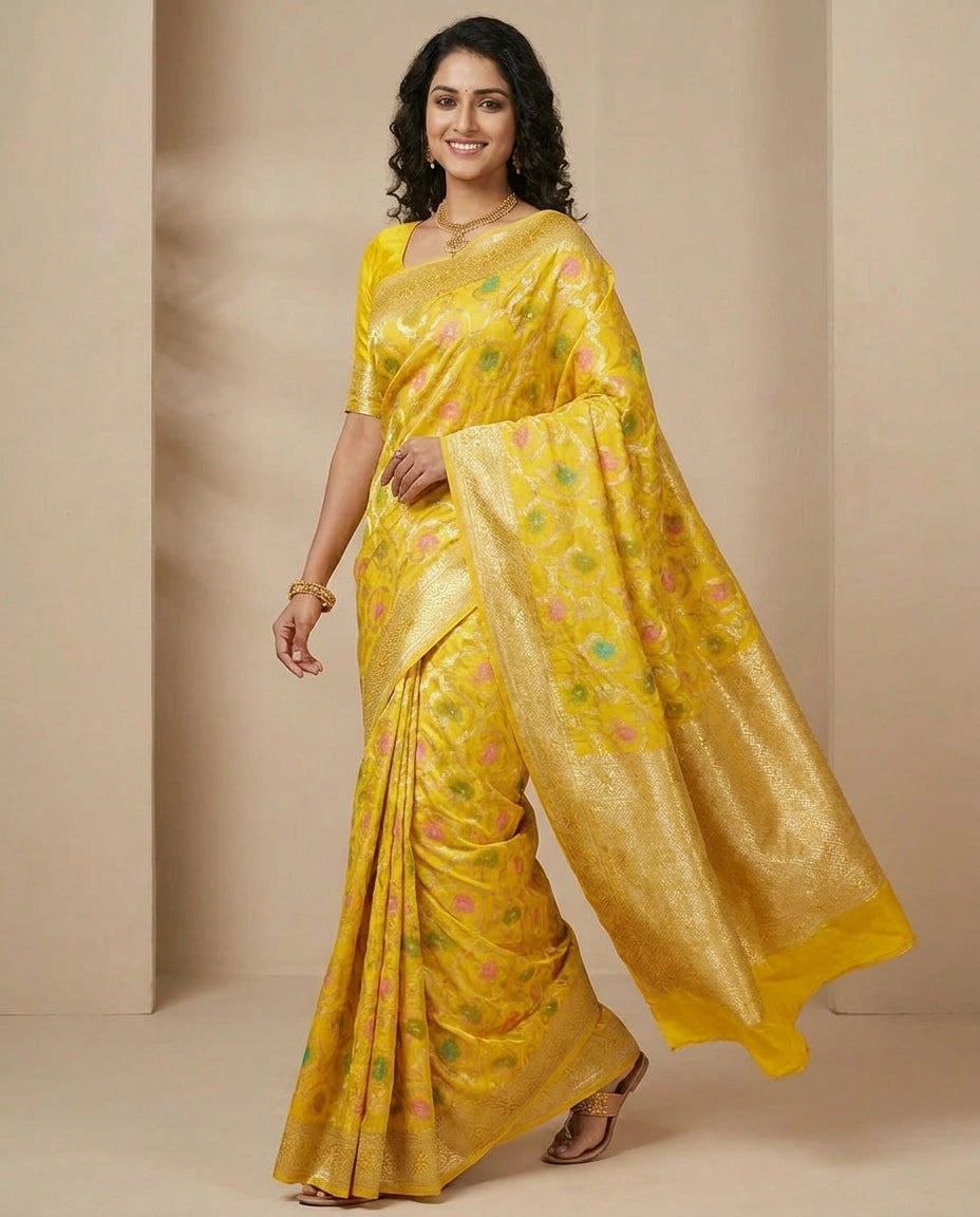 Cotton Linen Banarasi Saree for Women - Daily Wear