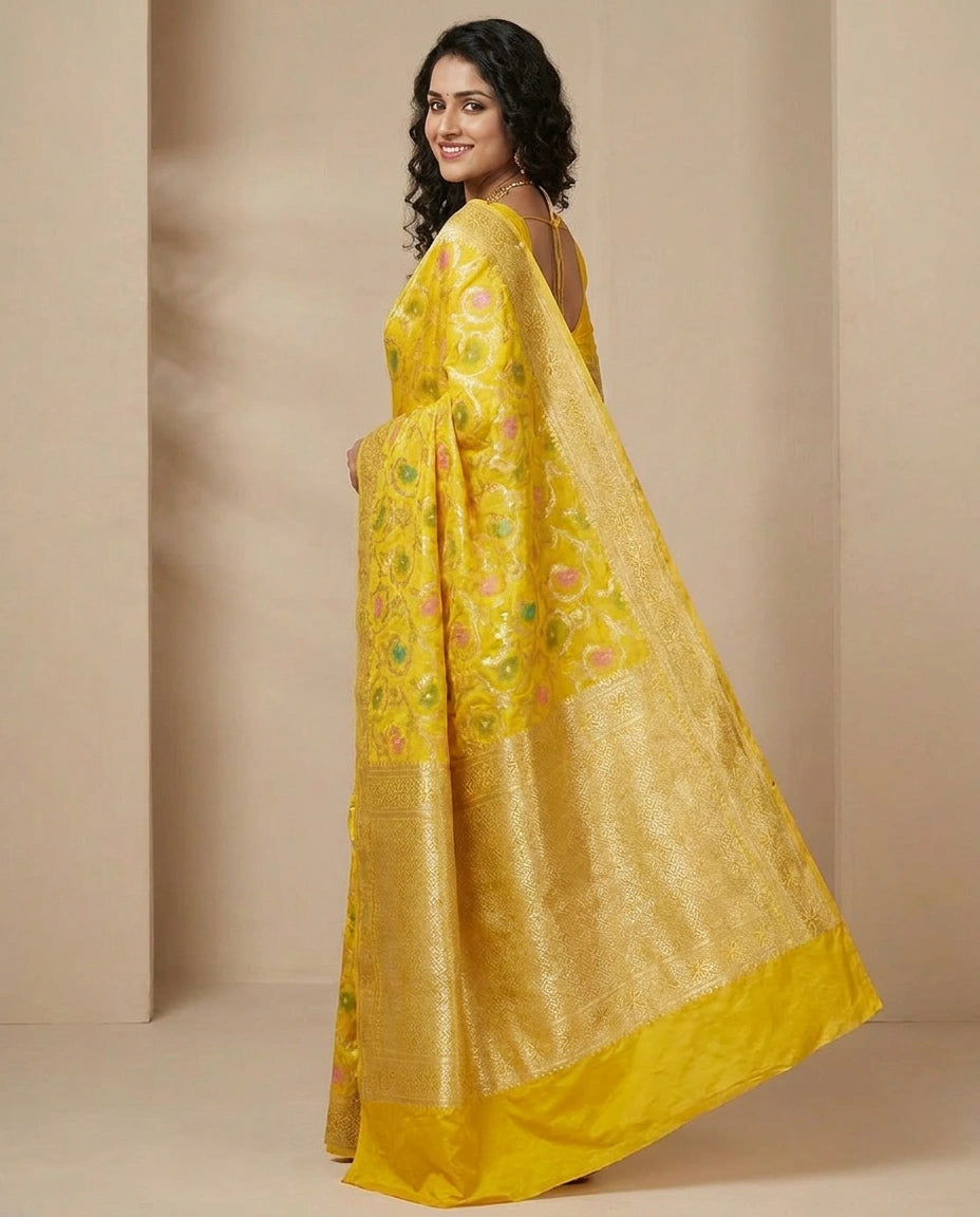 Cotton Linen Banarasi Saree for Women - Daily Wear